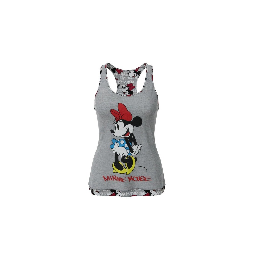 Disney Minnie Mouse Tank Top Womens Medium Gray Racerback Graphic Tee